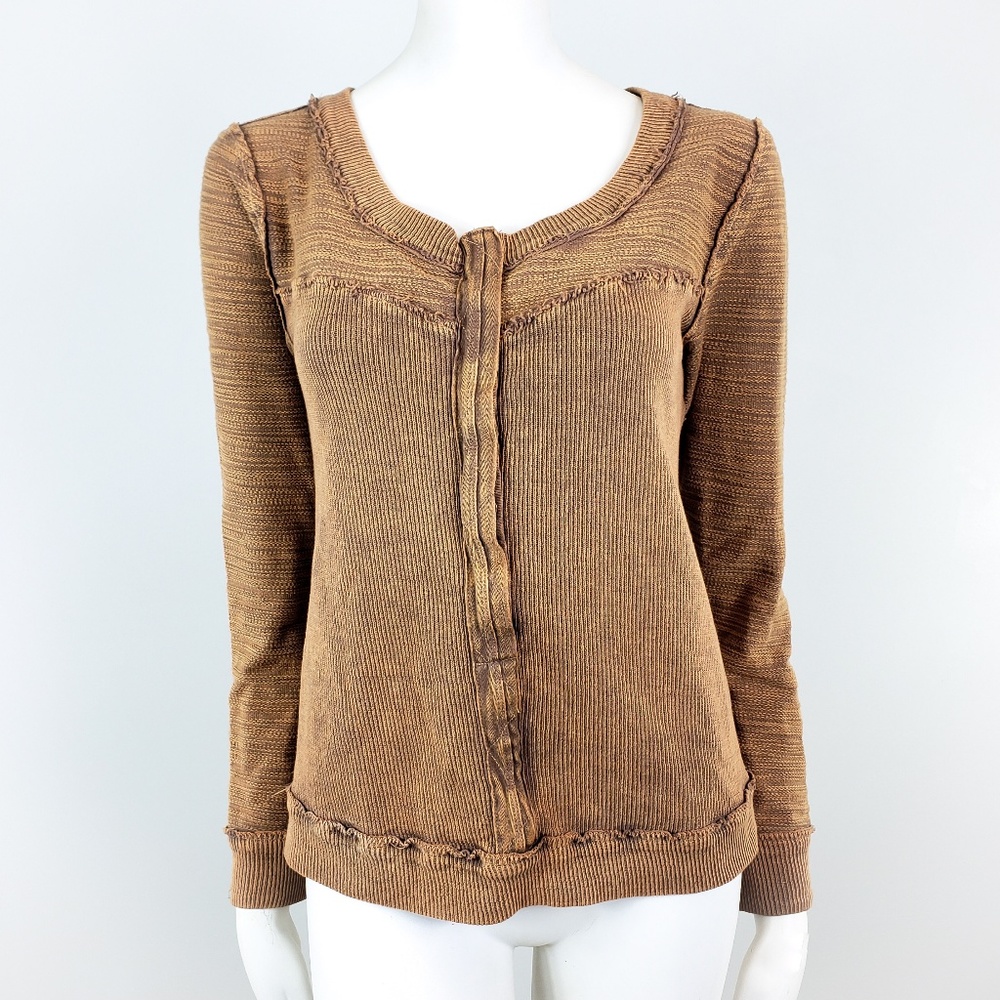 WE THE FREE by FREE PEOPLE Henley Ribbed Top Small